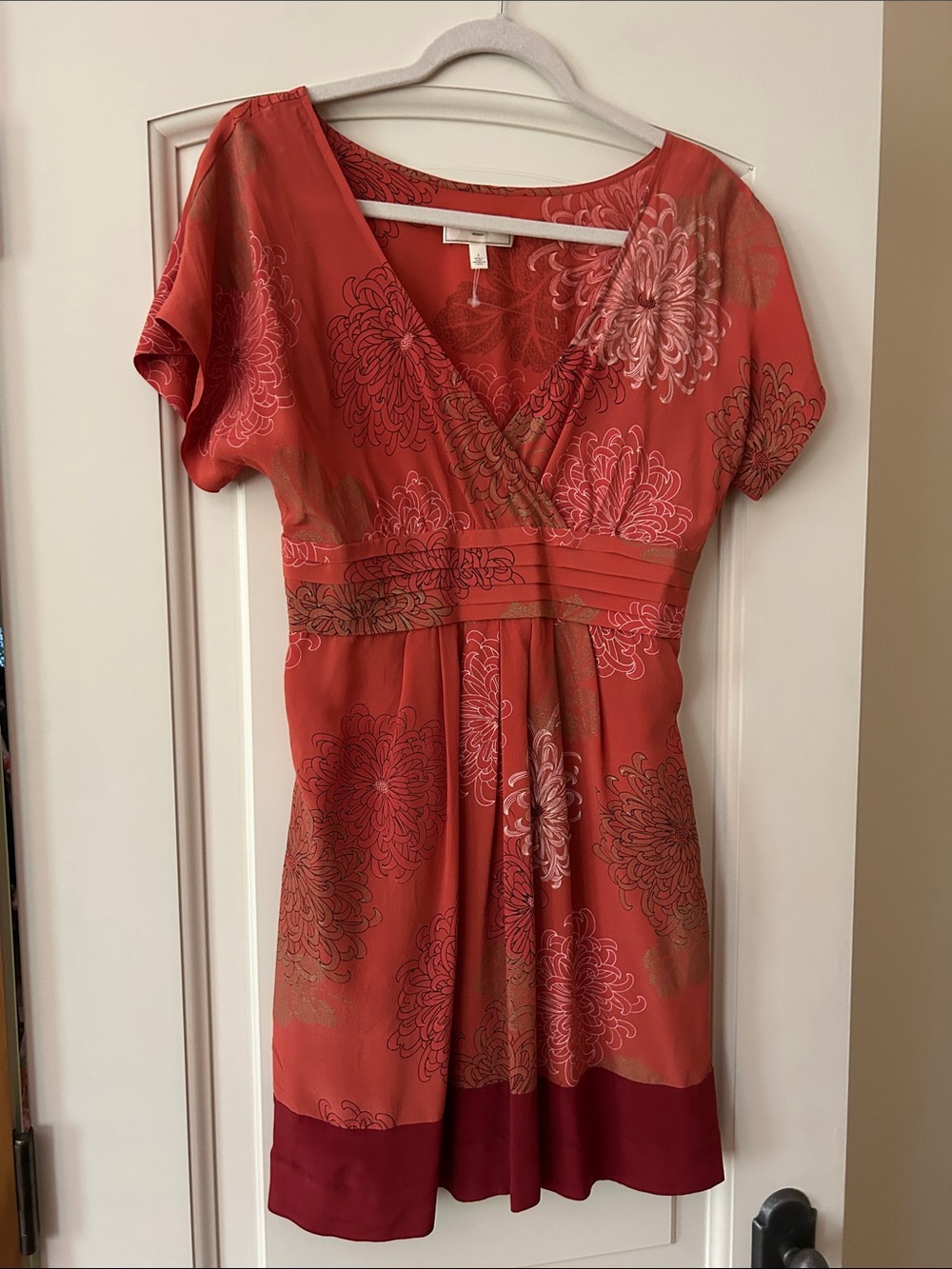 Moulinette Soeurs Coral Floral Wrap Mini Dress. Beautiful Summer Color & Style